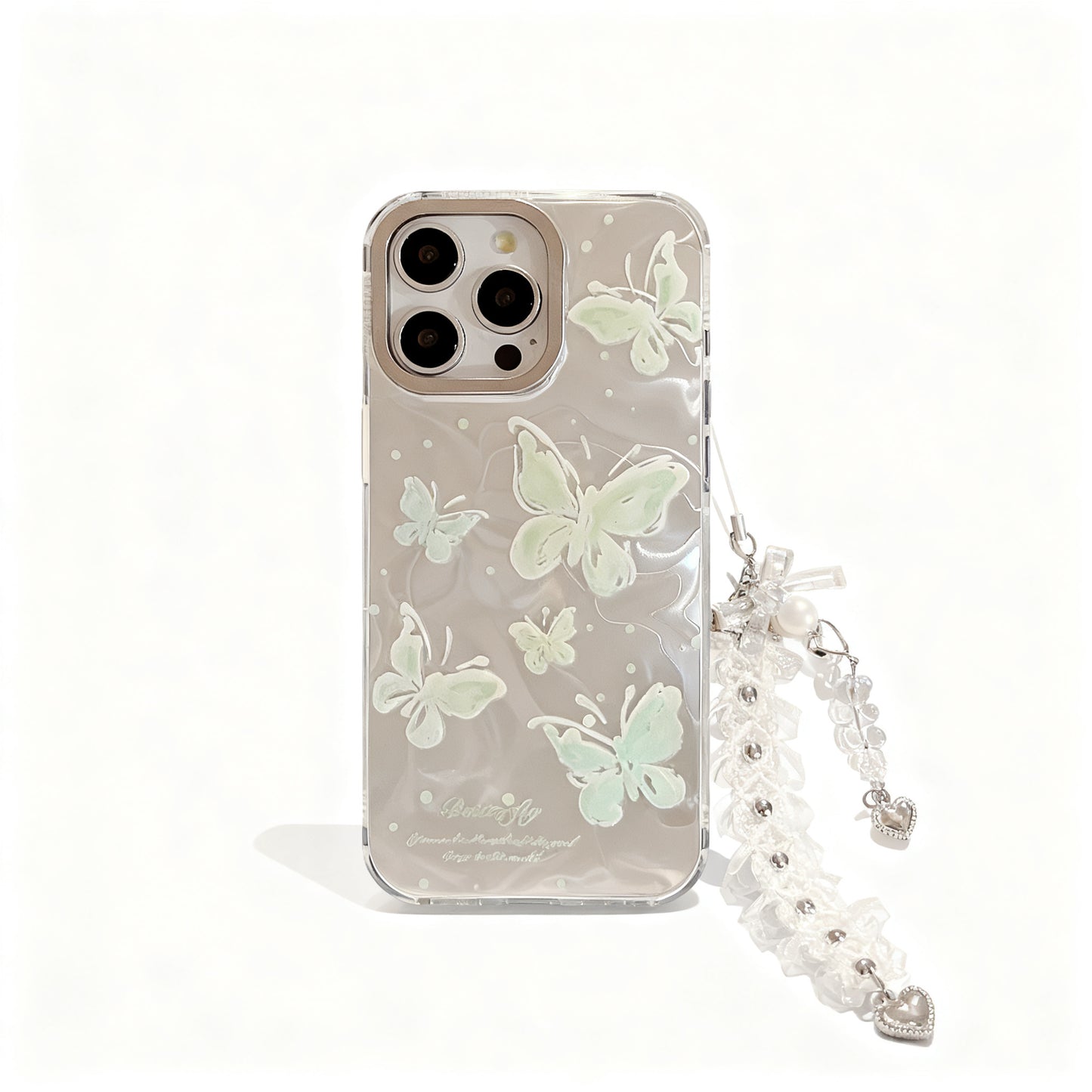 Mint Green Wave Butterfly Soft Phone Case for iPhone