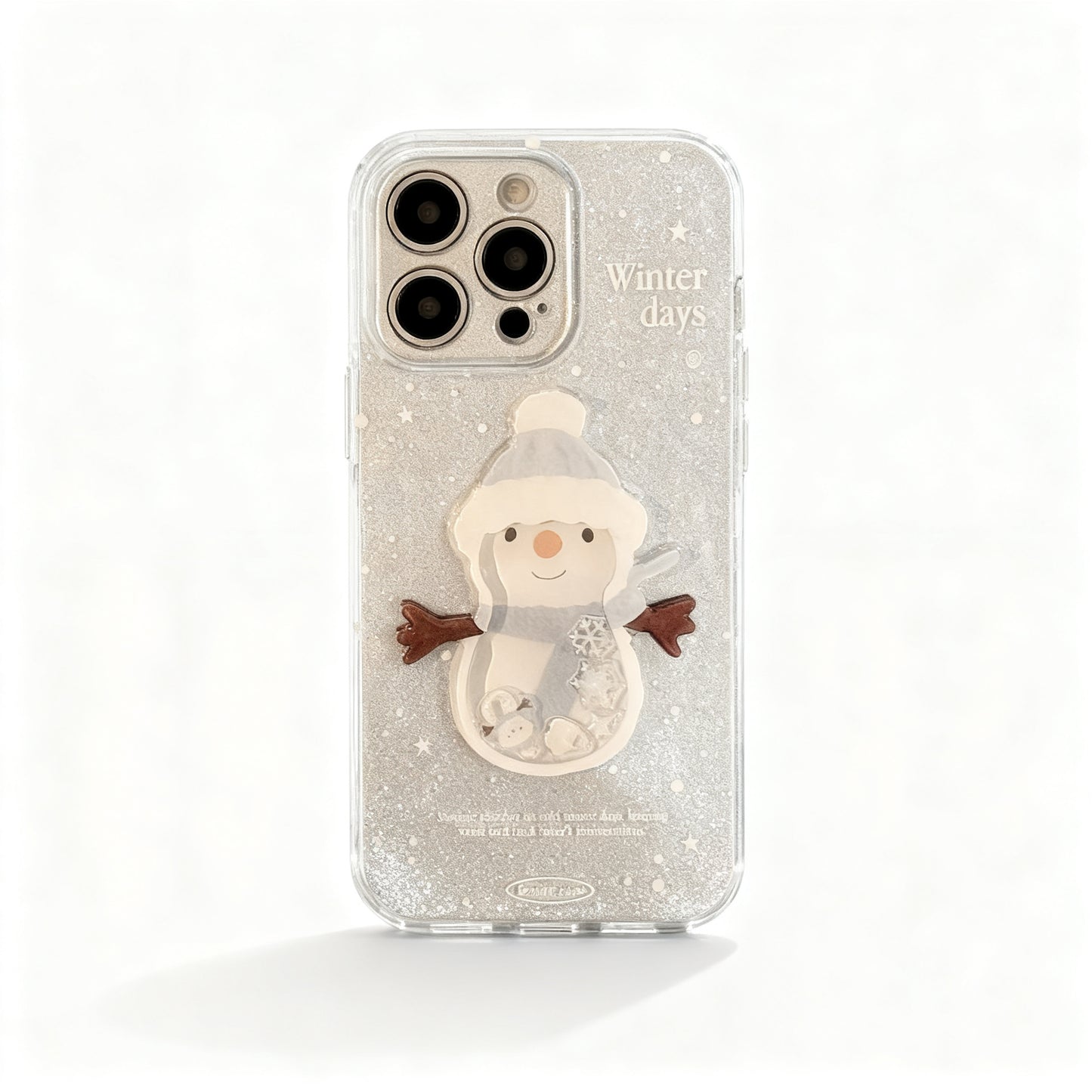 Cute Snowman Glitter Dual-Layer Phone Case for iPhone