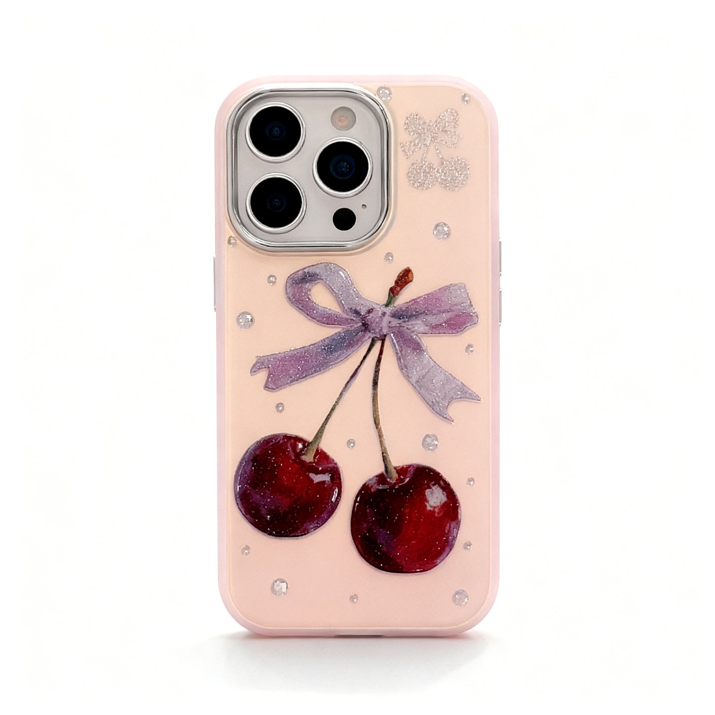 Pink Cherry Bow Soft Phone Case for iPhone