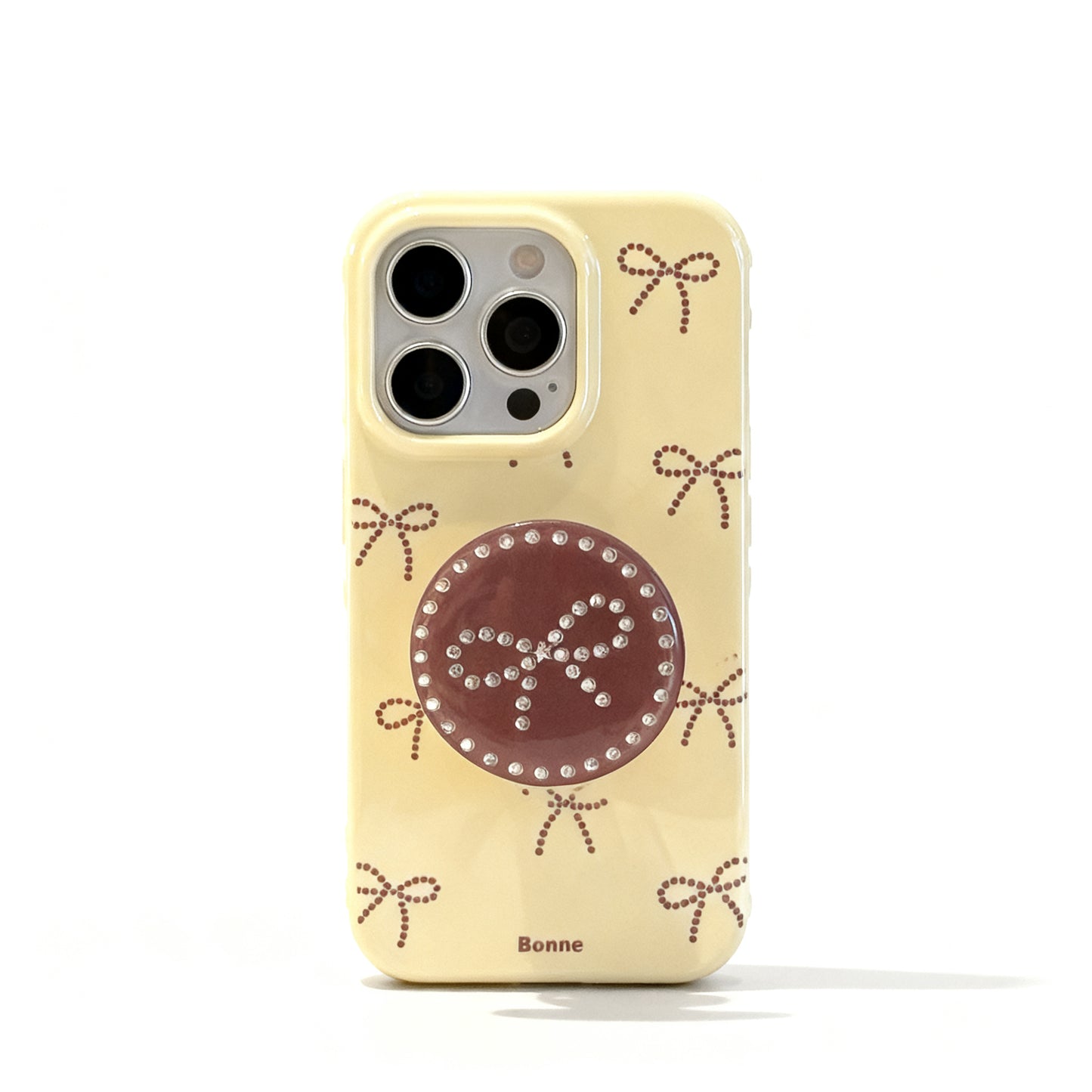 Gold Polka Dot Bow Stand Phone Case for iPhone