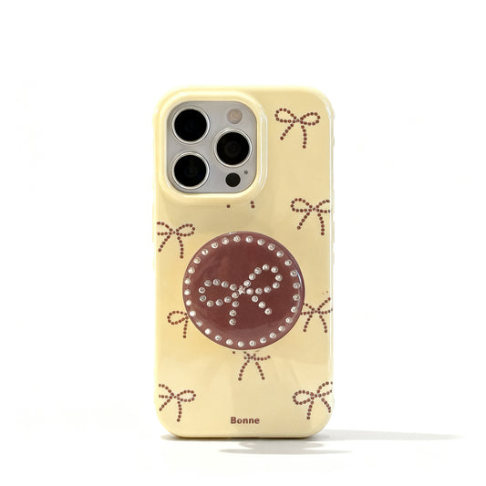 Gold Polka Dot Bow Stand Phone Case for iPhone