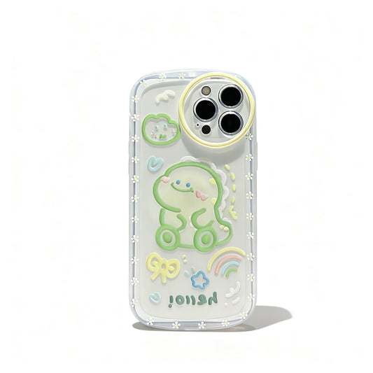 Glossy Green Dinosaur Soft Phone Case for iPhone