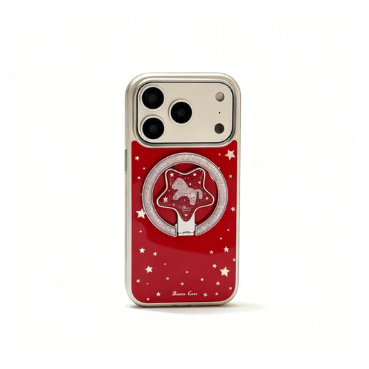 Red Starry Pony Magnetic Phone Case for iPhone