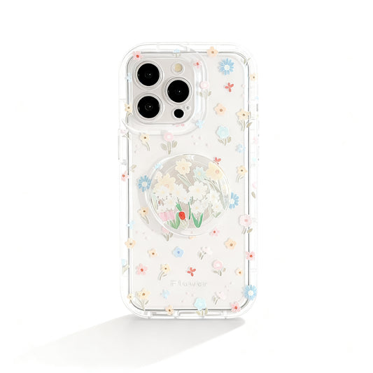 Clear Floral Soft Phone Case with Stand for iPhone
