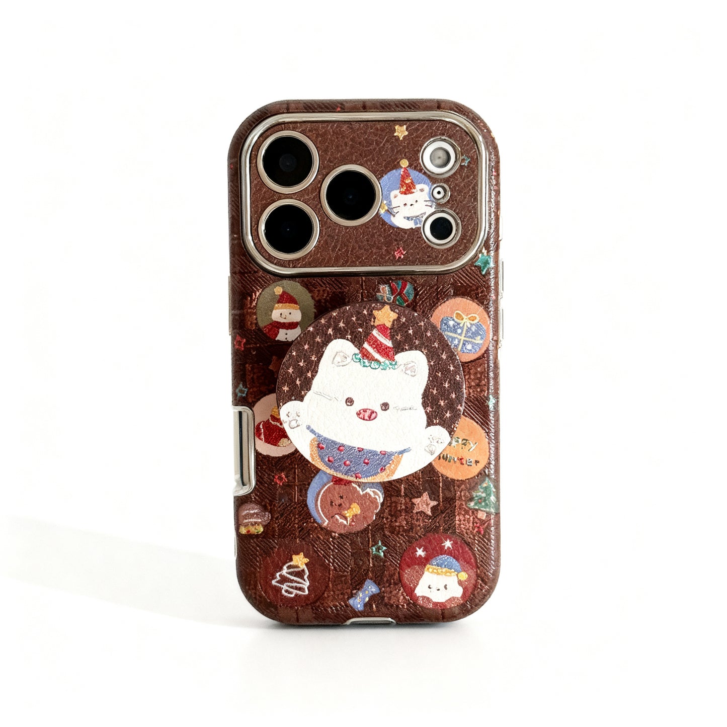 Pink Dog Print Soft Phone Case with Stand for iPhone