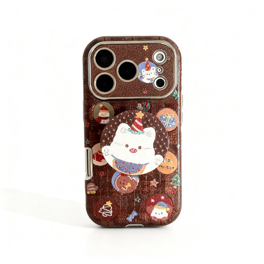 Pink Dog Print Soft Phone Case with Stand for iPhone