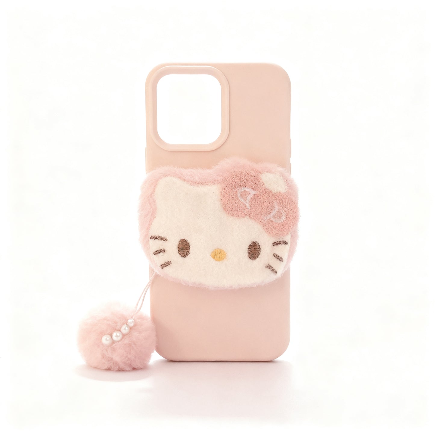 Pink Cat Plush Soft Phone Case for iPhone