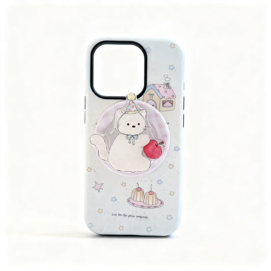 Cute Cat Design Magnetic Stand Phone Case for iPhone