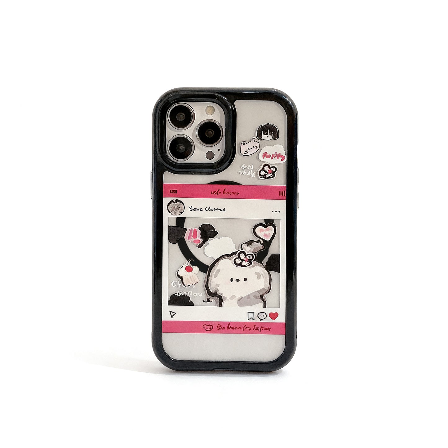 Cute Dog Window Graffiti Magnetic Phone Case for iPhone