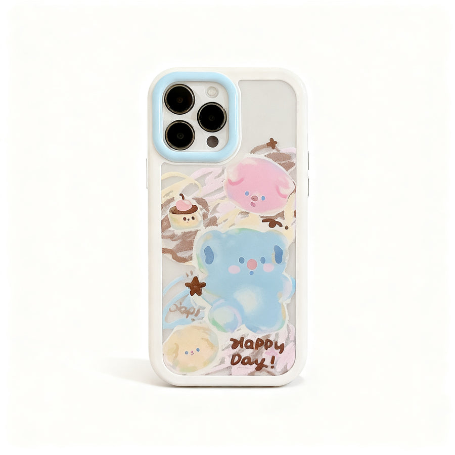 Cute Pink and Blue Dog Print Phone Case for iPhone