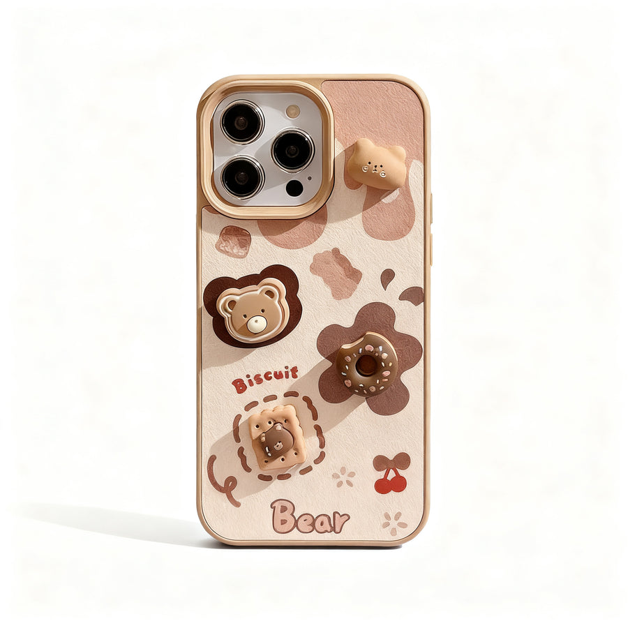 Cute Cookie Bear Soft Phone Case with Lanyard for iPhone