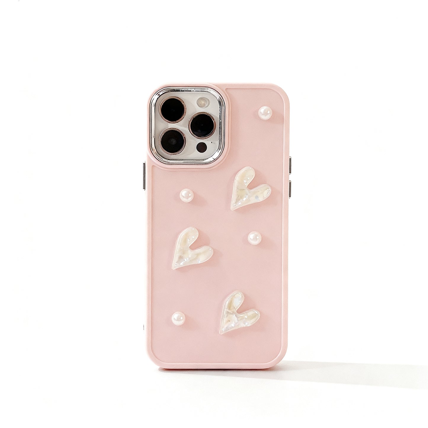 Soft Pink Pearl Heart Design Phone Case for iPhone