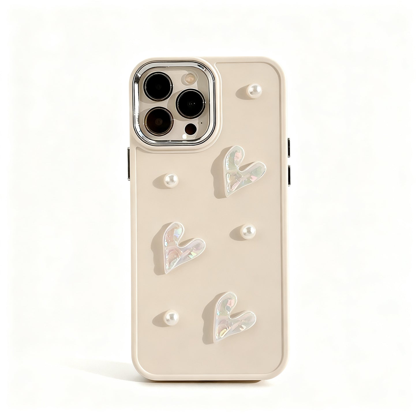 Soft Pink Pearl Heart Design Phone Case for iPhone
