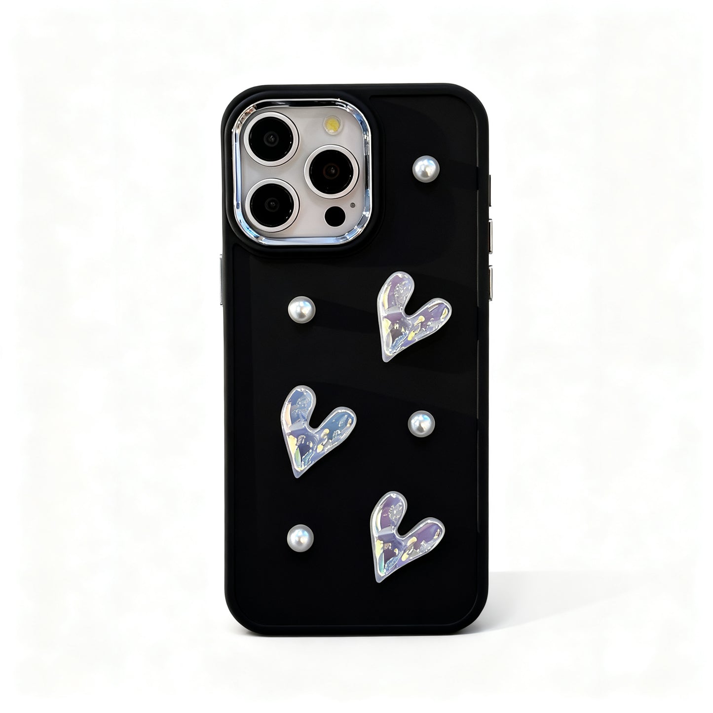 Soft Pink Pearl Heart Design Phone Case for iPhone