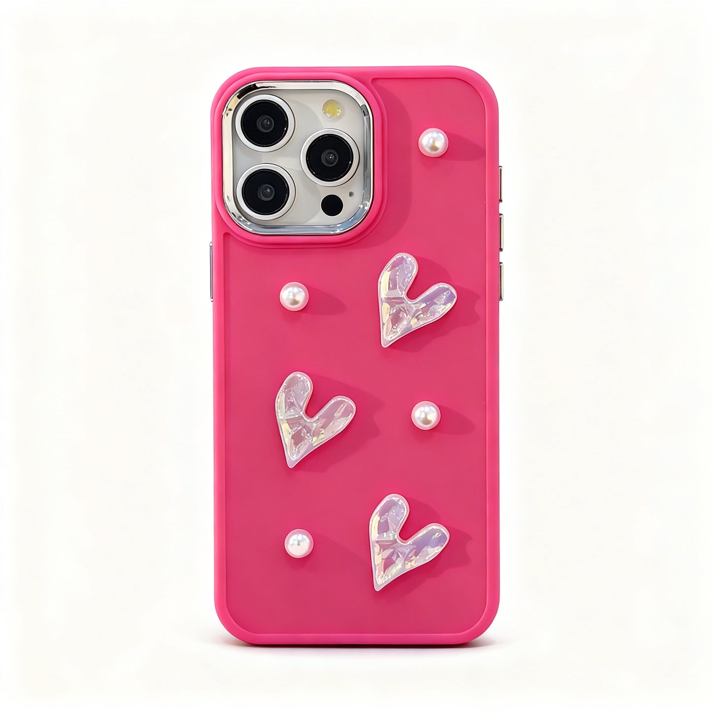 Soft Pink Pearl Heart Design Phone Case for iPhone