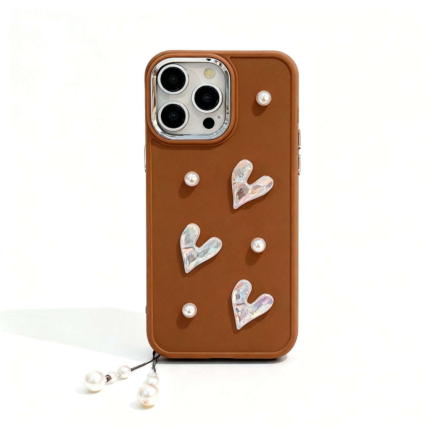 Soft Pink Pearl Heart Design Phone Case for iPhone