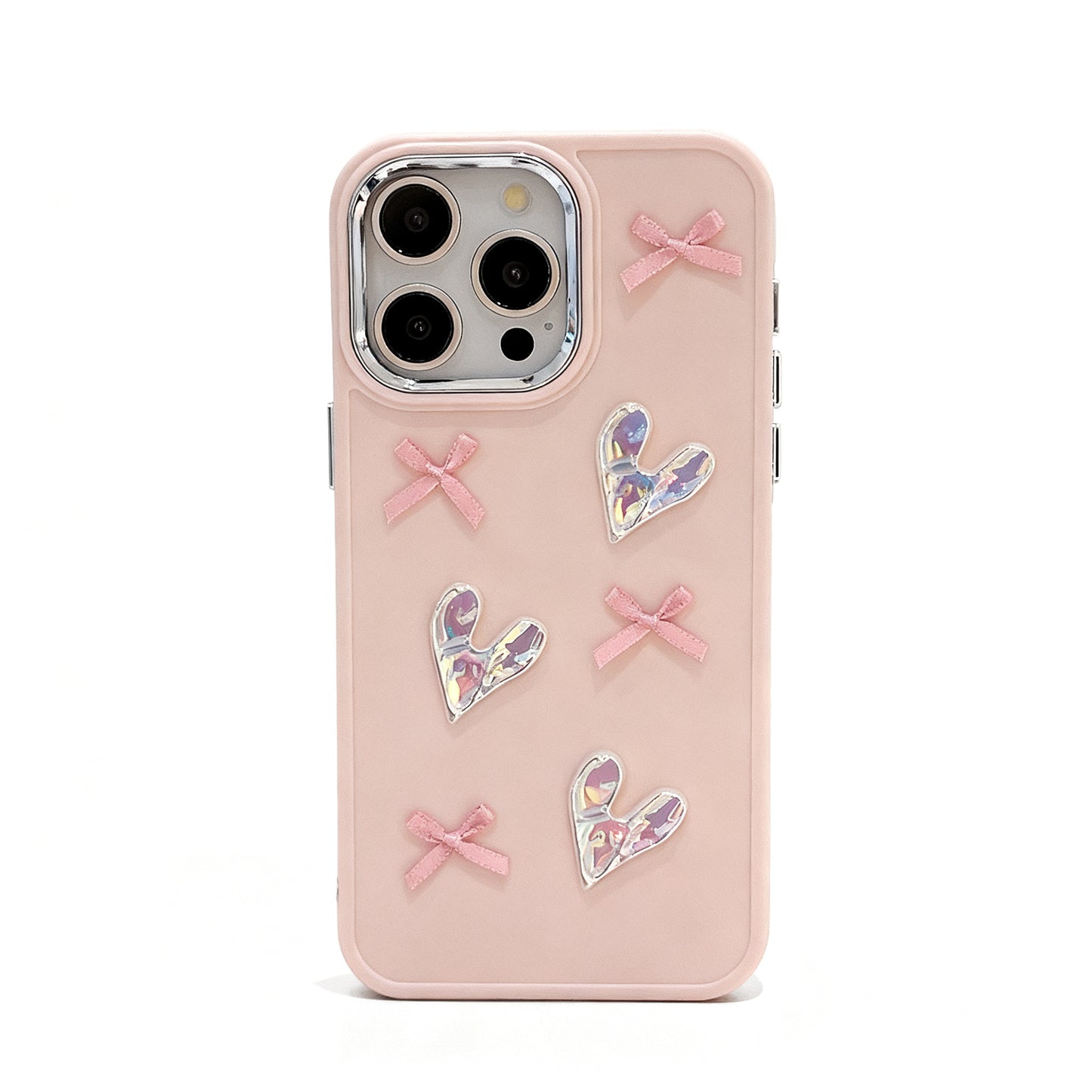 Soft Pink Heart Bow Phone Case for iPhone