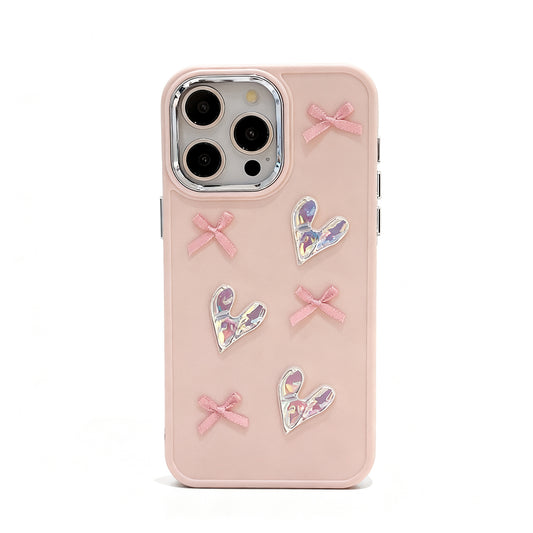 Soft Pink Heart Bow Phone Case for iPhone