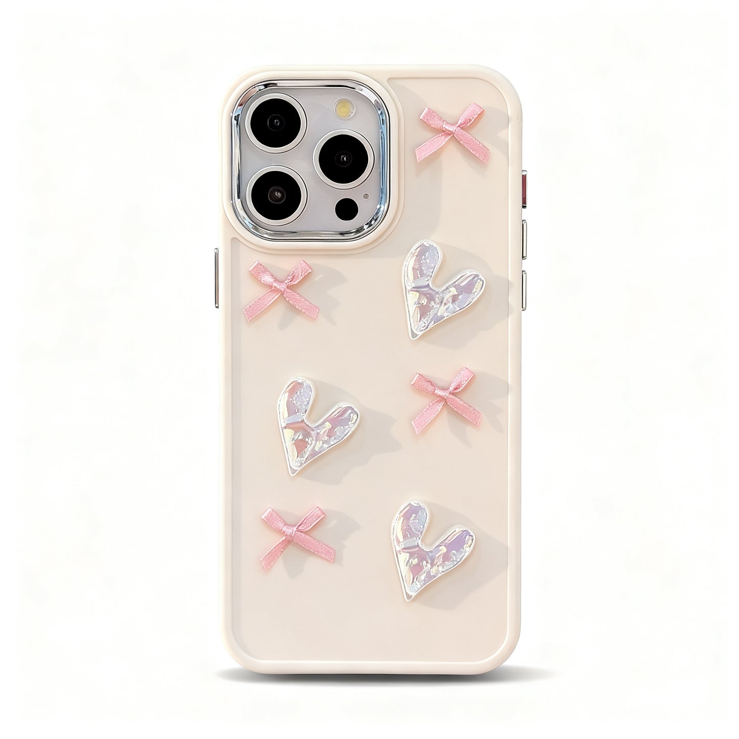 Soft Pink Heart Bow Phone Case for iPhone
