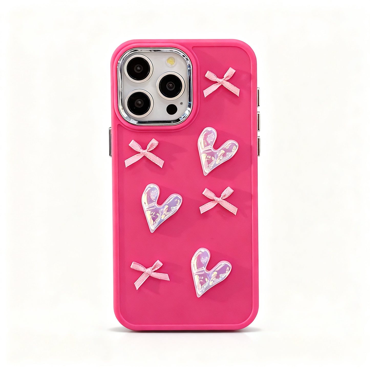 Soft Pink Heart Bow Phone Case for iPhone