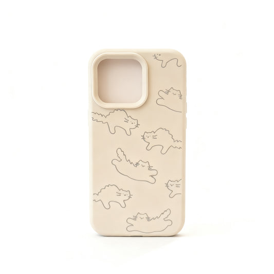 Cute Cat Line Art Soft Phone Case for iPhone