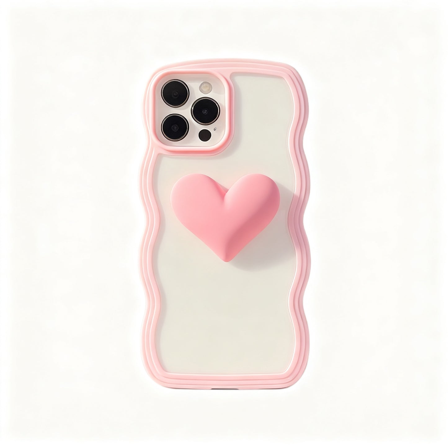 Pink Three-Dimensional Heart Soft Phone Case for iPhone