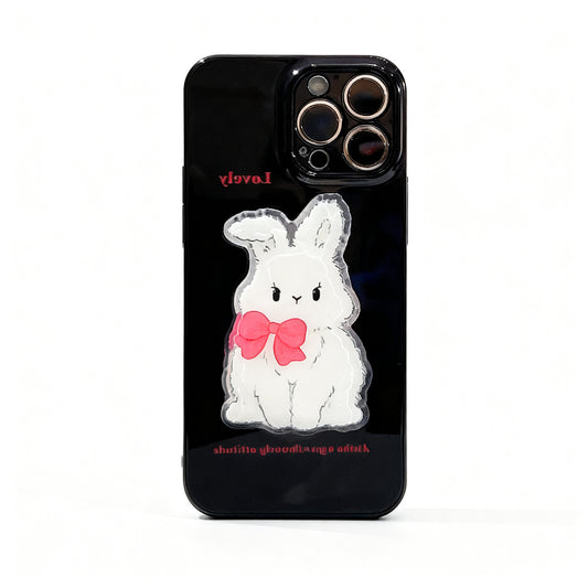 Cute Cotton Bunny Soft Phone Case with Stand for iPhone