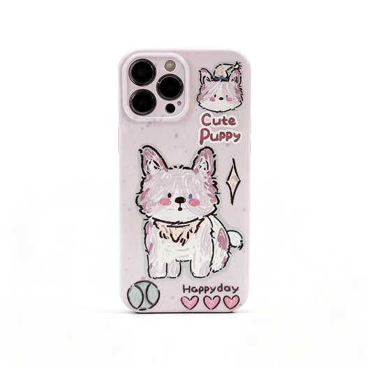 Cute Doodle Dog Design Shockproof Phone Case for iPhone