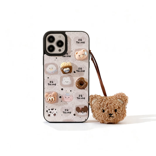 Cute Bear Soft Phone Case for iPhone with Cookie Design