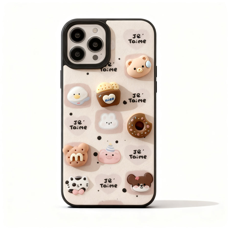Cute Bear Soft Phone Case for iPhone with Cookie Design
