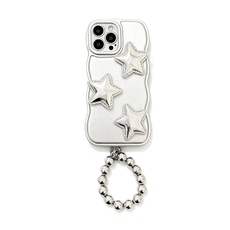 Glossy Silver Star Chain Phone Case for iPhone