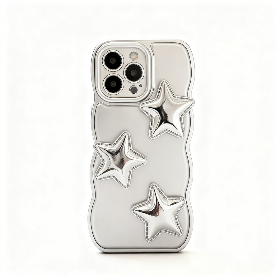 Glossy Silver Star Chain Phone Case for iPhone