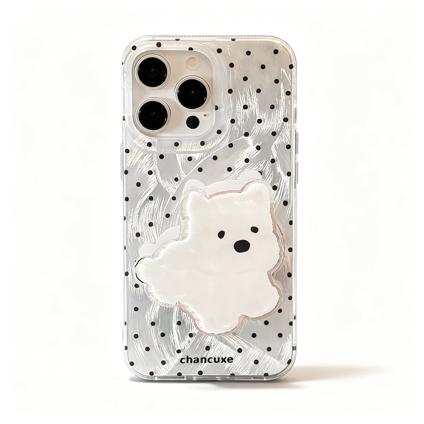 Cute Polka Dot Dog Stand Phone Case for iPhone