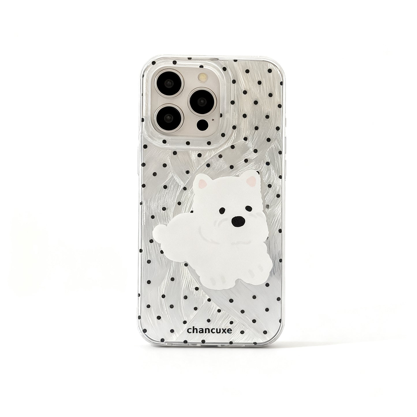 Cute Polka Dot Dog Stand Phone Case for iPhone