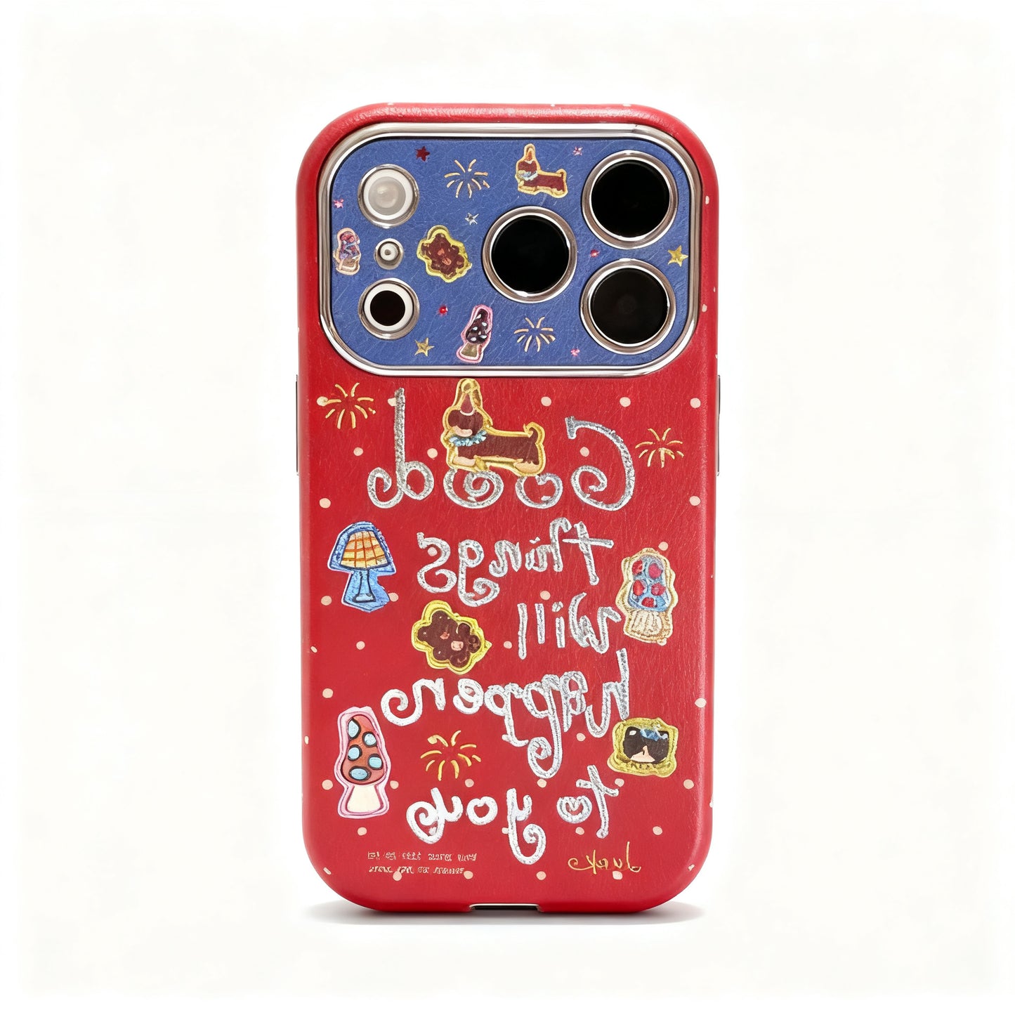 Red Metallic Floral Soft Phone Case for iPhone