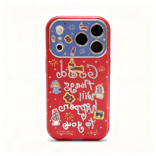 Red Metallic Floral Soft Phone Case for iPhone
