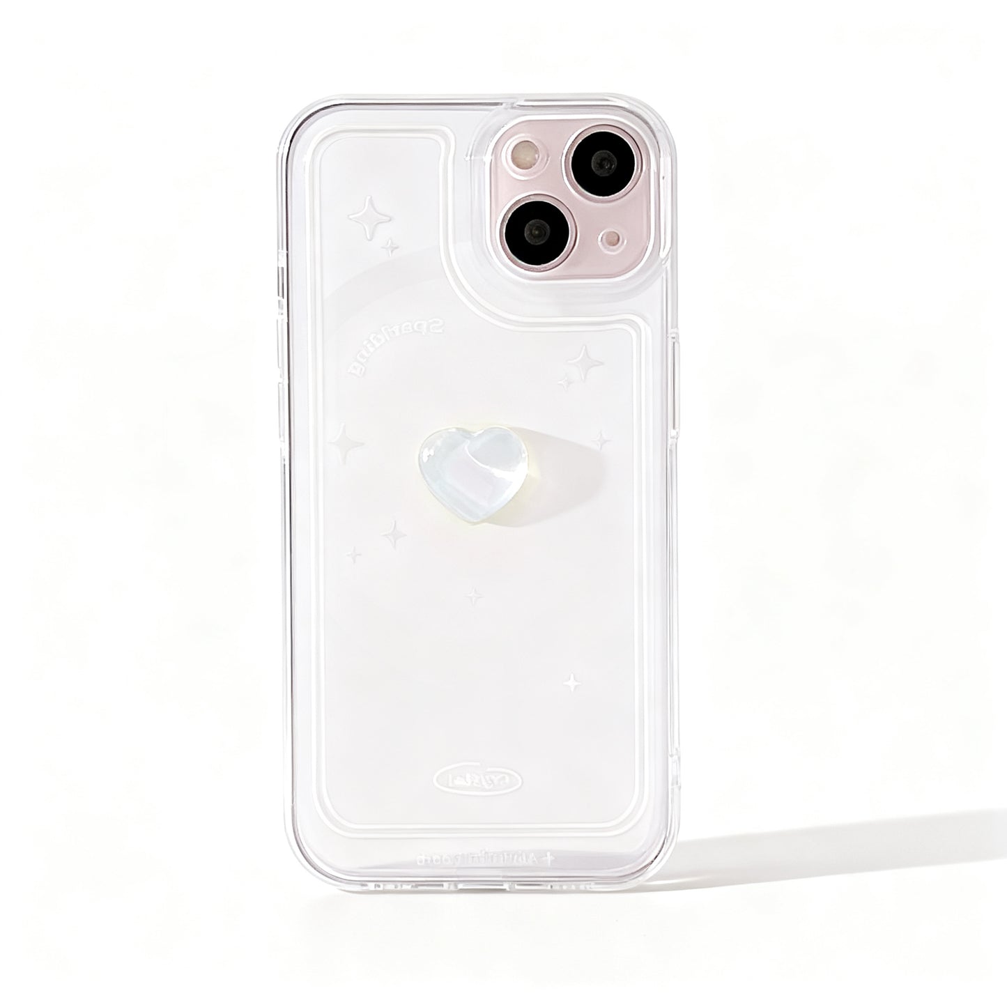 Pink Crystal Heart Soft Phone Case for iPhone