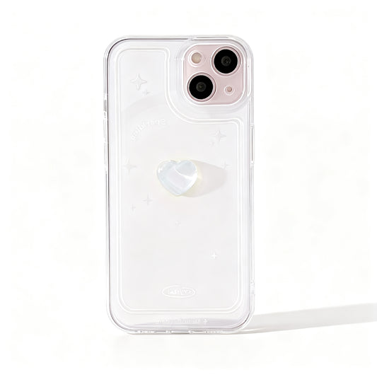 Pink Crystal Heart Soft Phone Case for iPhone