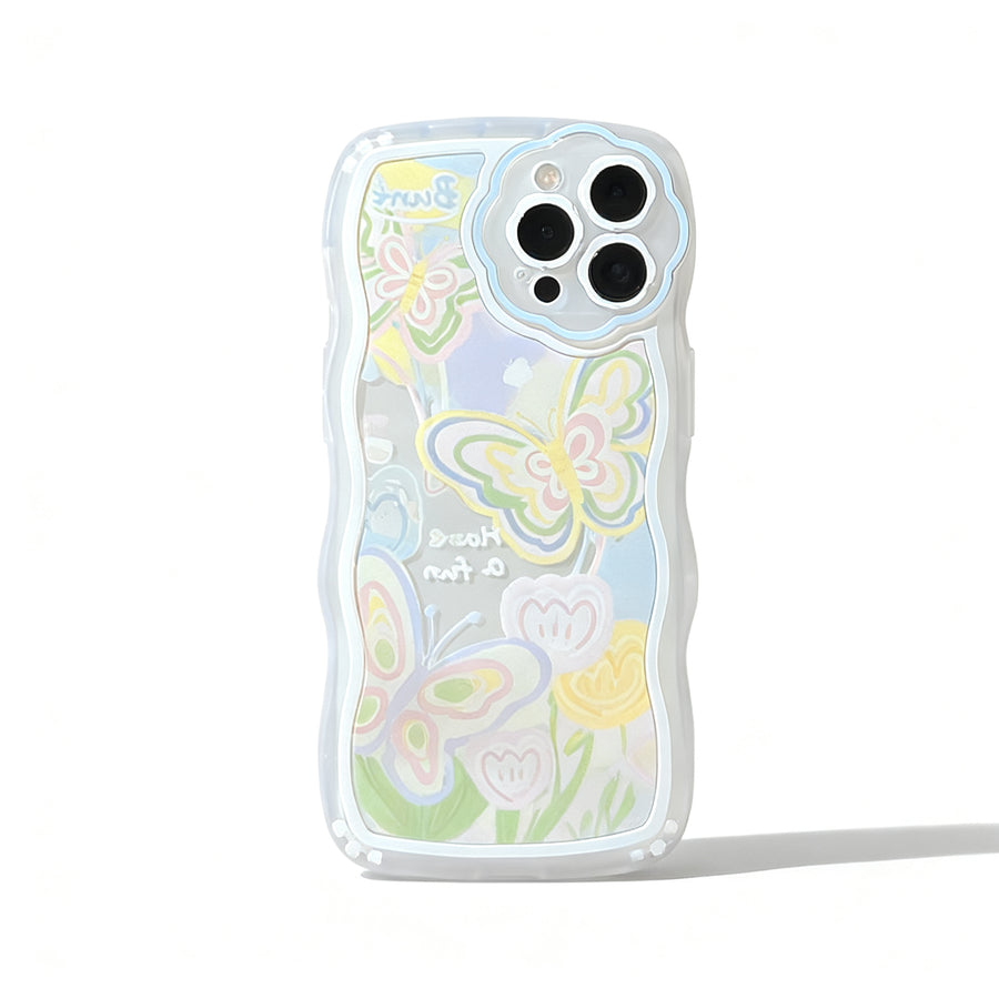 Blue Wave Design Phone Case with Lanyard for iPhone