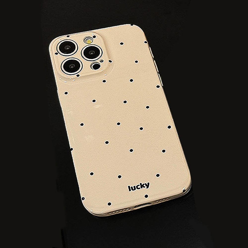 Korean Style Black Cat Polka Dot Stand Phone Case for iPhone