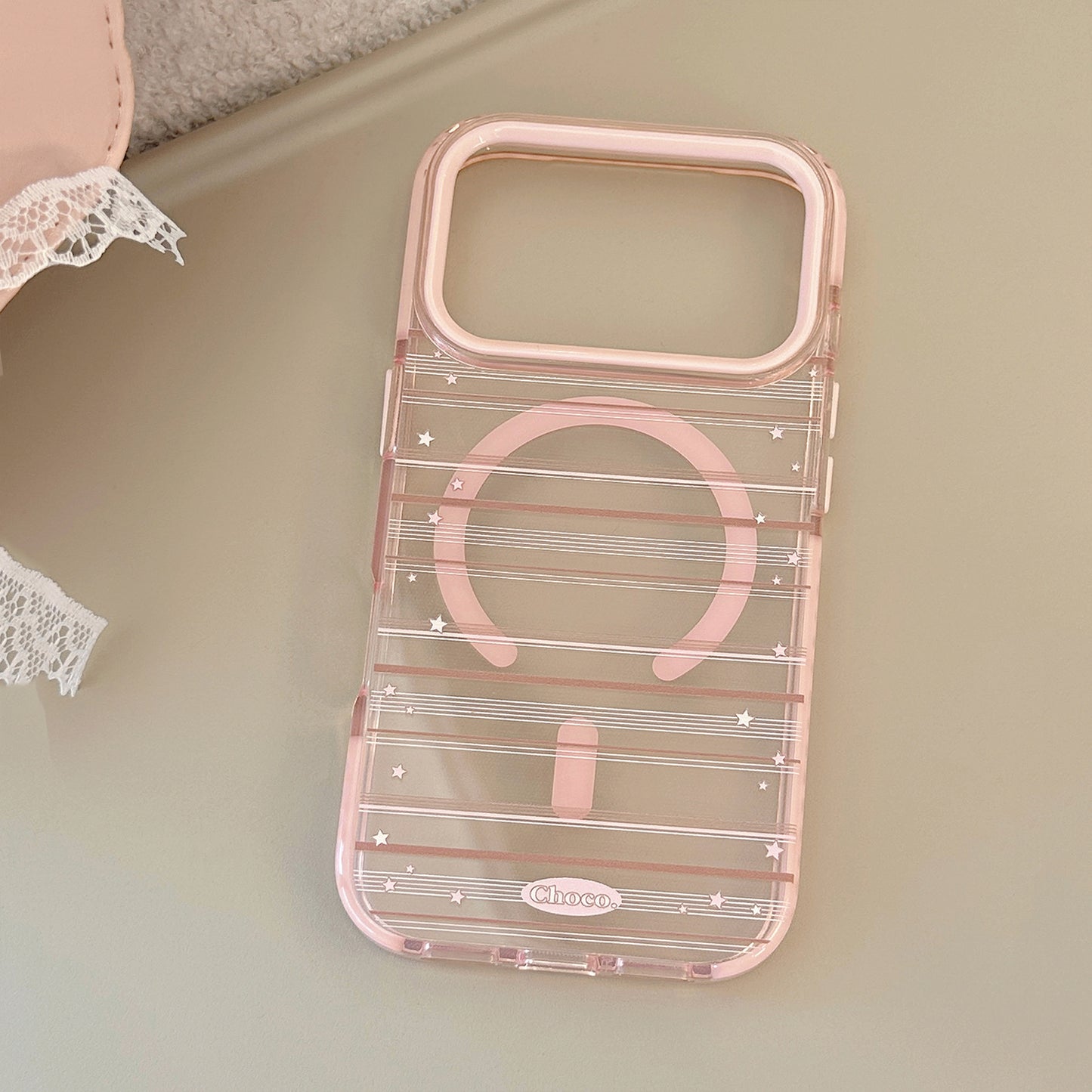 Pink Brown Striped Heart Soft Phone Case with Stand for iPhone