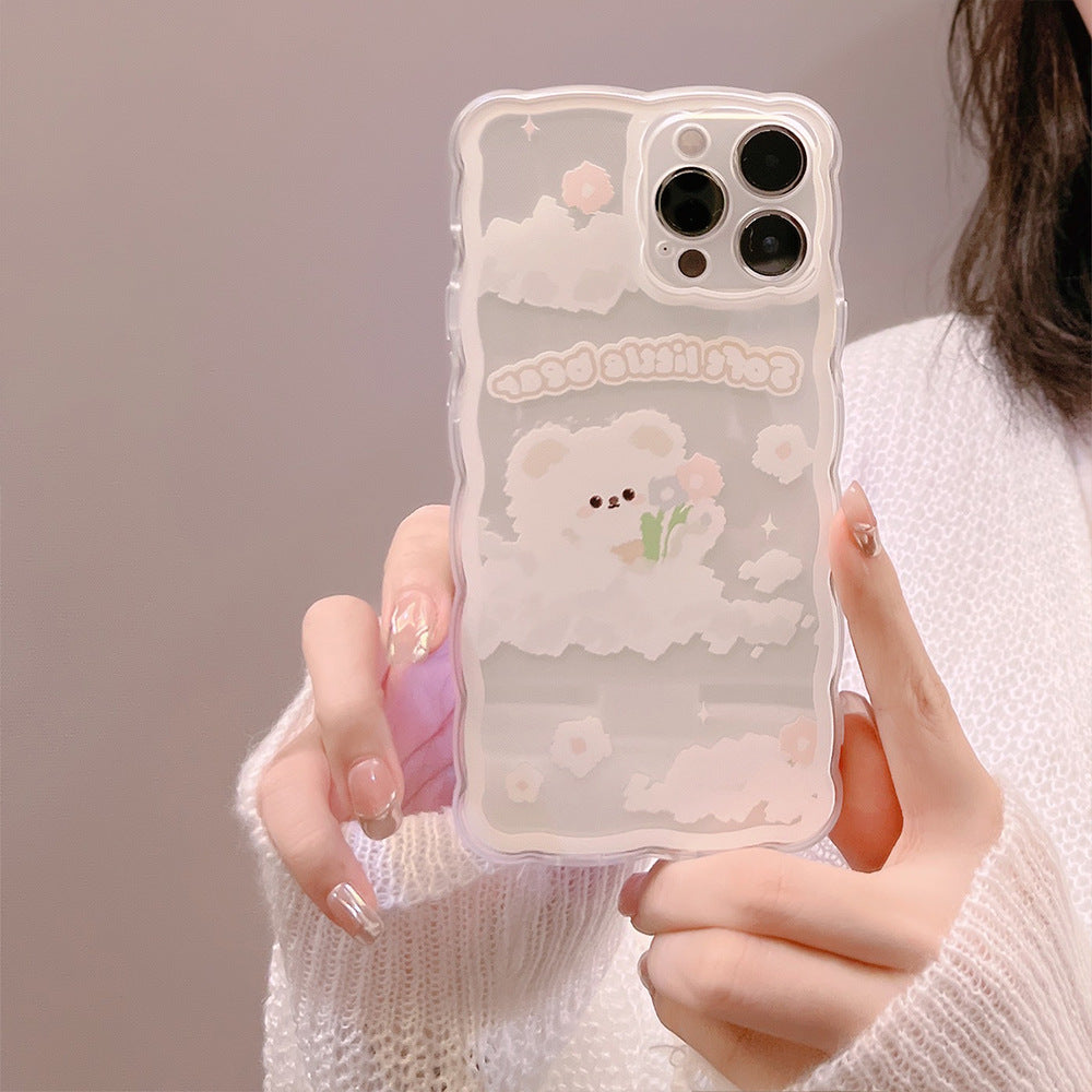 Transparent Wave Lace Soft Phone Case for iPhone